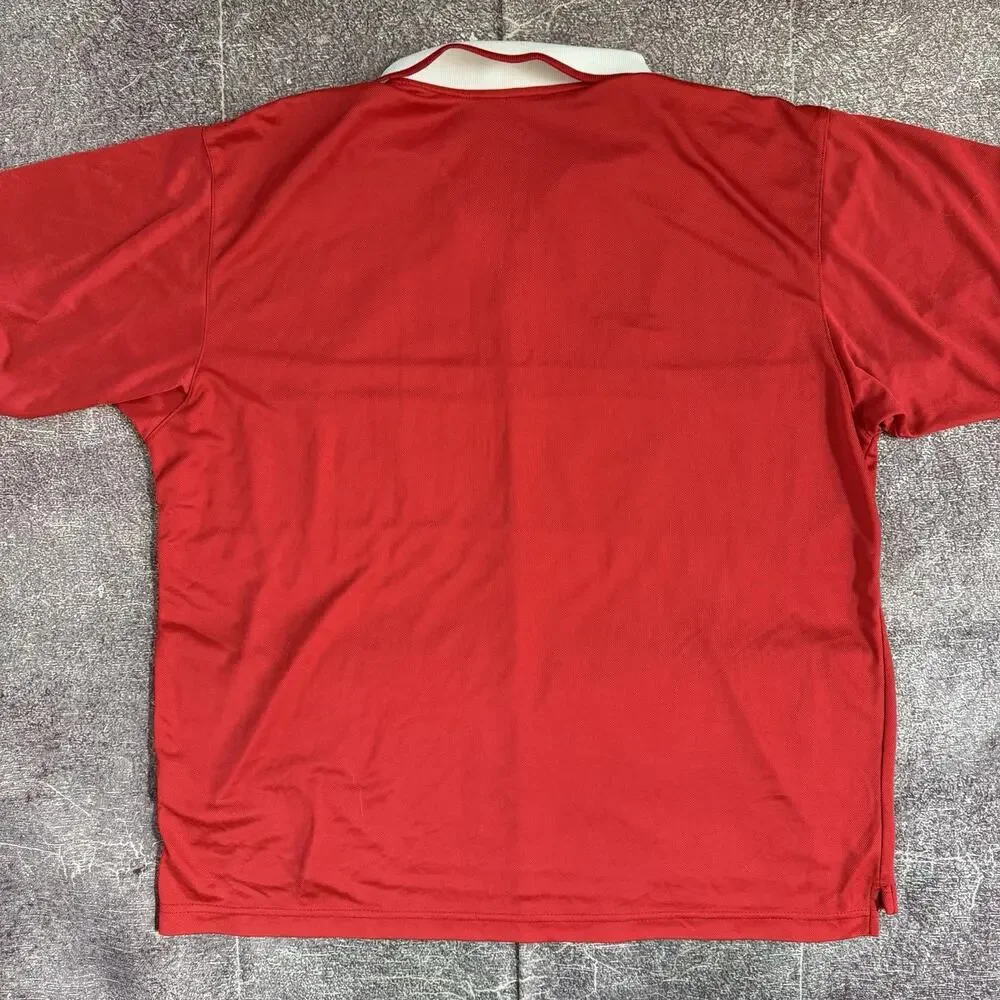 Men's Vintage 90's Nike Team Red White Striped Collared Soccer Jersey Kit Sz L